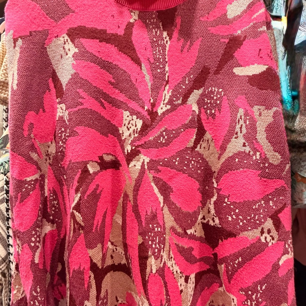 Floral Pink and Gold tone Sweater